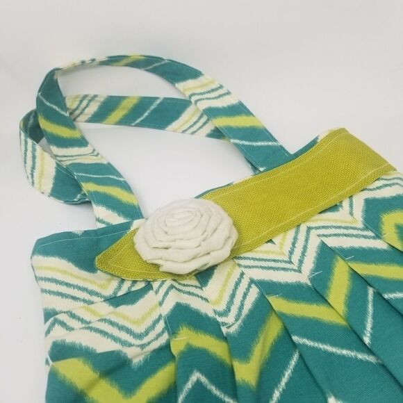 Lightweight Canvas Chevron Bag with Fabric Rose - Picture 15 of 16